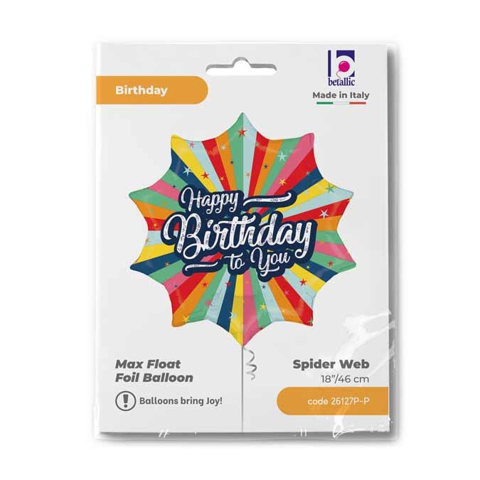 GLOBO BDAY BURSTING COLORS 18P