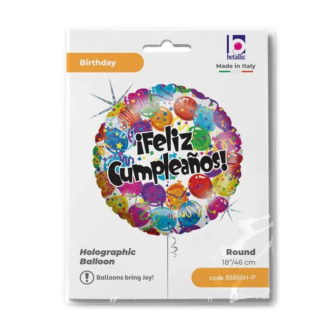 GLOBO FELIZ CUMPLEAÑOS HOLOG 1