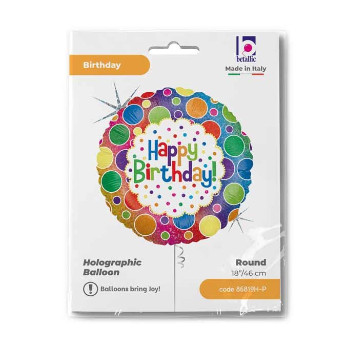GLOBO RAINBOW DOTS BDAY 18PG