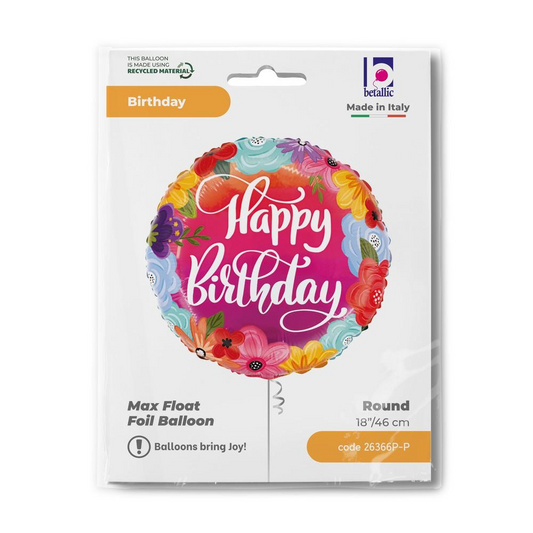 GLOBO R18 BDAY BRIGHT FLOWERS