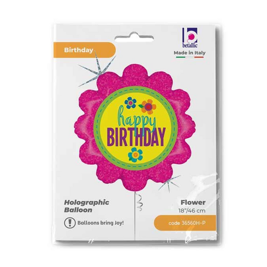 GLOBO BDAY FLOWER HOLOG 18PG
