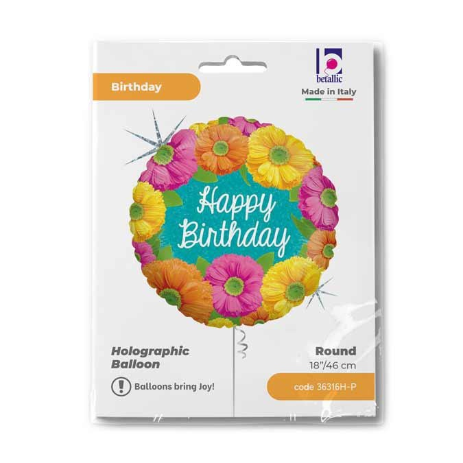 GLOBO BRIGHT BDAY BLOOMS HOLOG