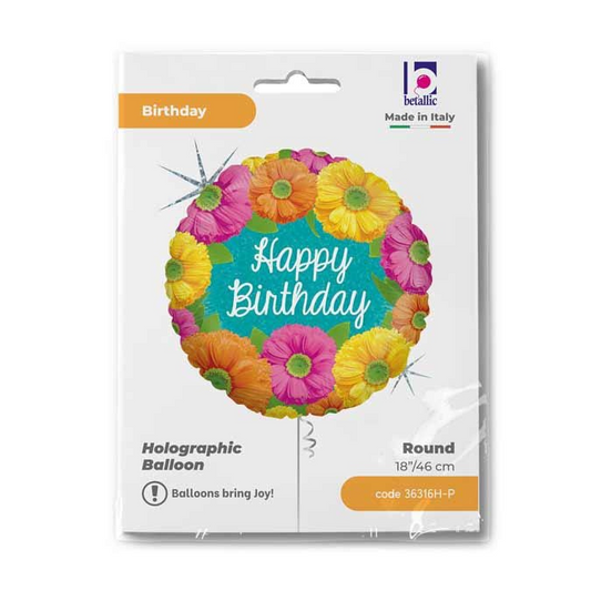 GLOBO BRIGHT BDAY BLOOMS HOLOG