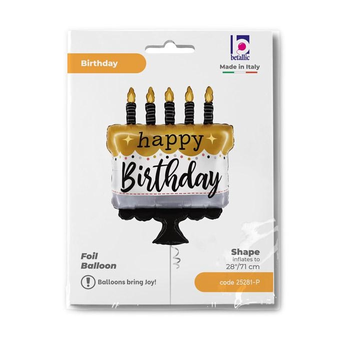 GLOBO SATIN MET BDAY CAKE 28PG