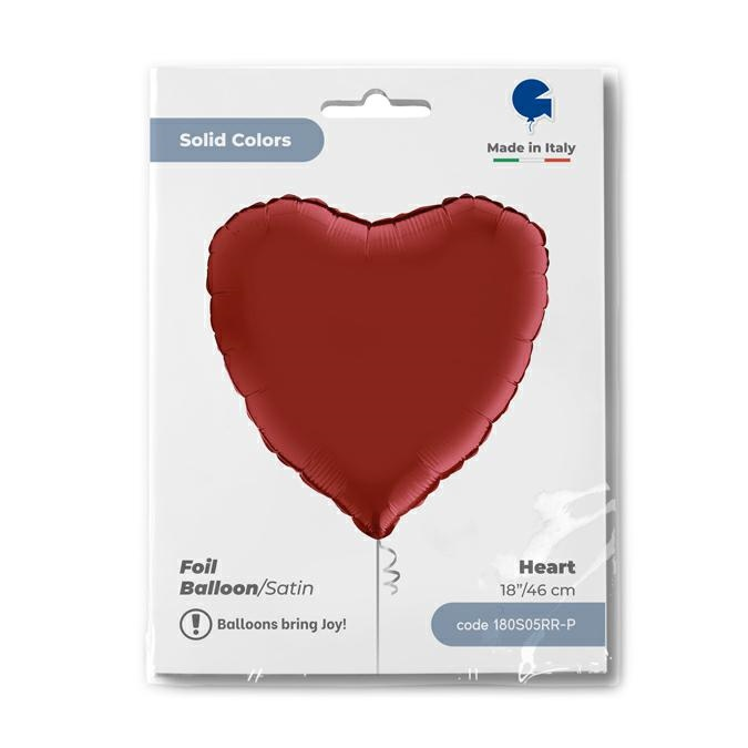 GLOBO HEART 18PG SATIN RUBIN R