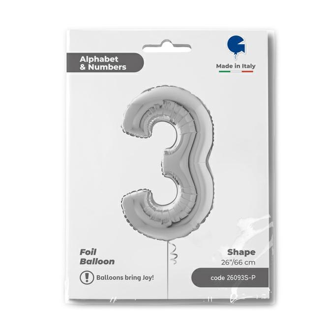 GLOBO NUMBER 3 SILVER 26PG