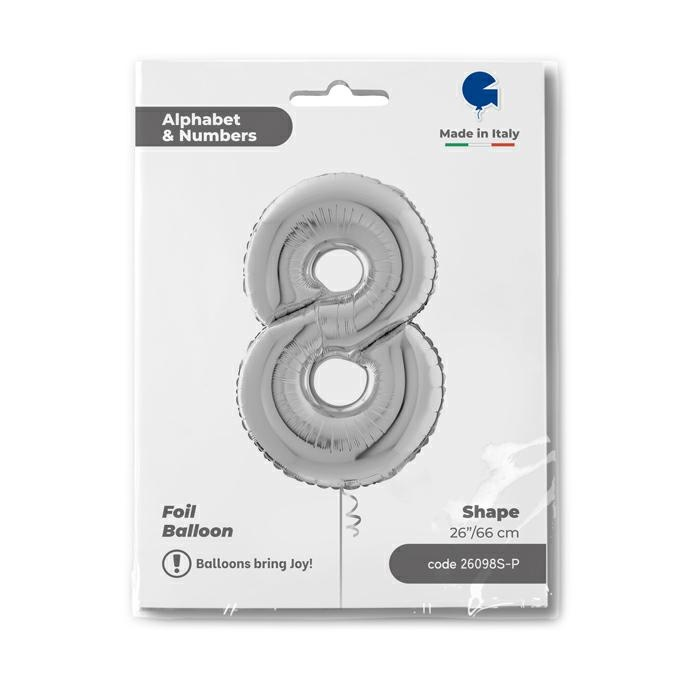 GLOBO NUMBER 8 SILVER 26PG