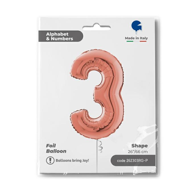 GLOBO NUMBER 3 ROSE GOLD 26PG