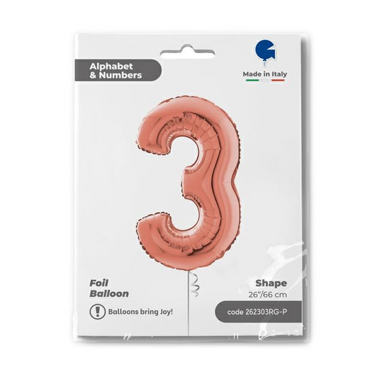 GLOBO NUMBER 3 ROSE GOLD 26PG