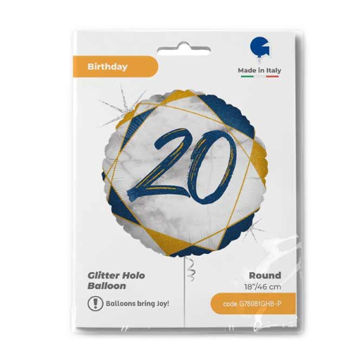 GLOBO BDAY 20 AÑOS AZUL 18PG