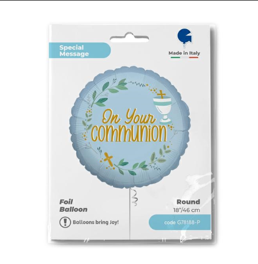 GLOBO COMUNION AZUL 18PG
