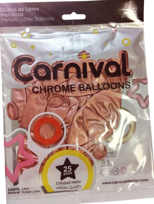 GLOBOS 12 CROMADO ROSEGOLD 25U