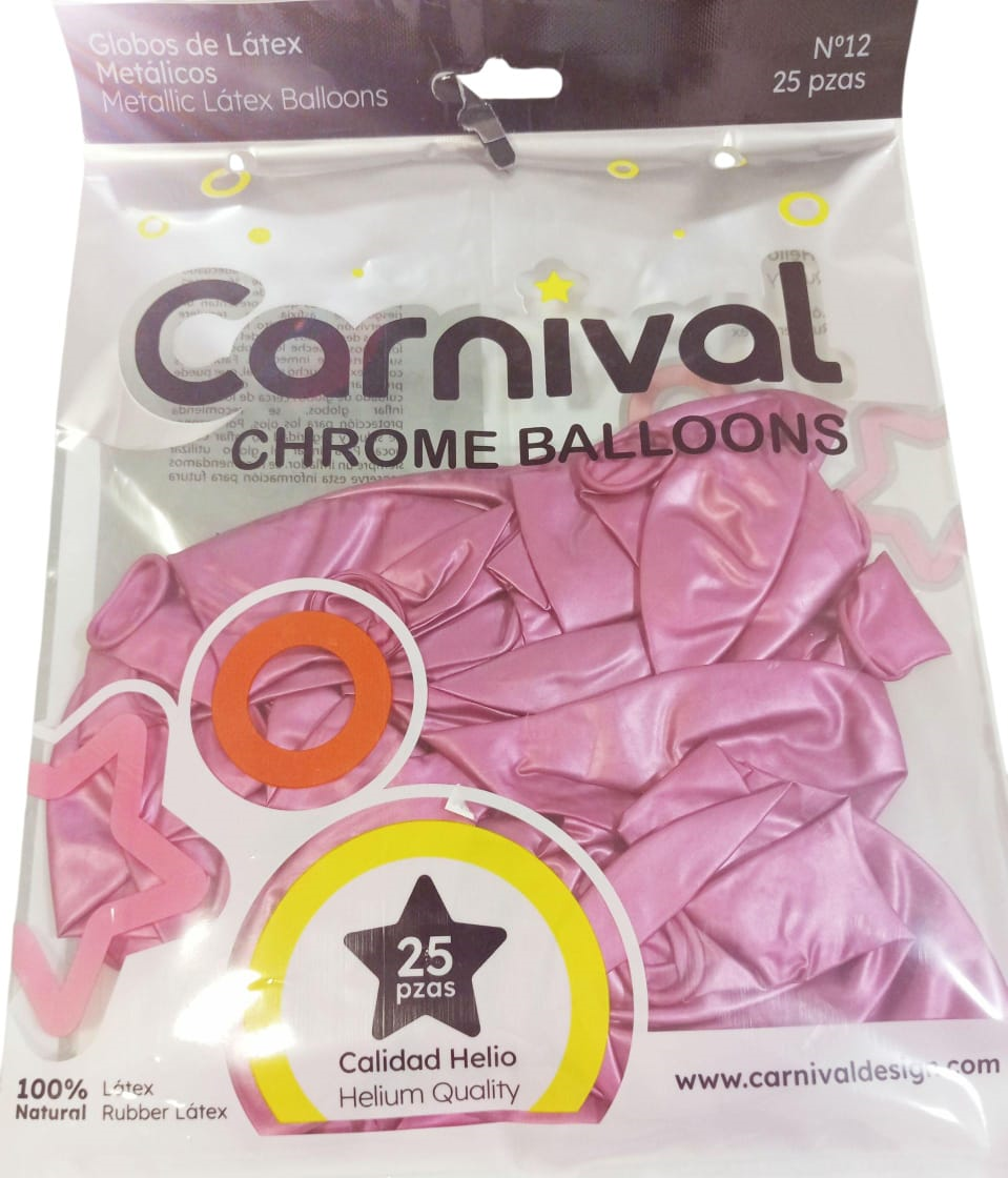 GLOBOS 12 CROMADO ROJO 25UDS