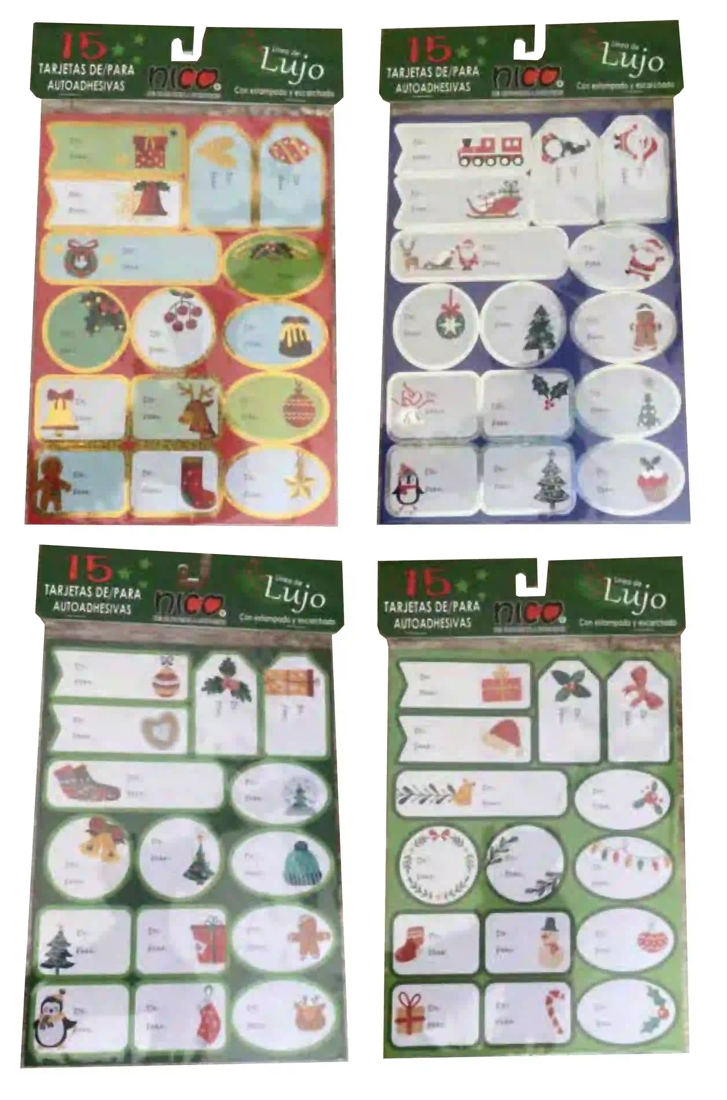 TARJETAS ADHESIVAS NAVIDAD 15U