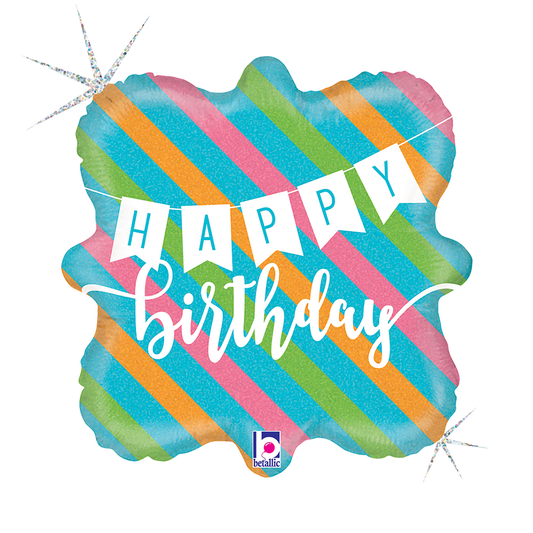 GLOBO 18 PG BDAY BANNER STRIPE