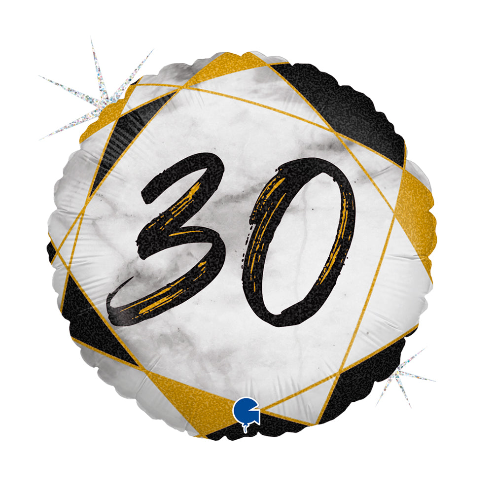 GLOBO 18PG 30 BDAY MARBLE BLAC