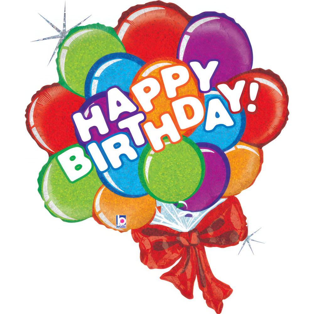 GLOBO 37PG BDAY BALLOON BOW HO