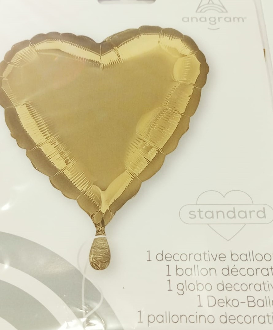 GLOBO LISO CORAZON DORADO