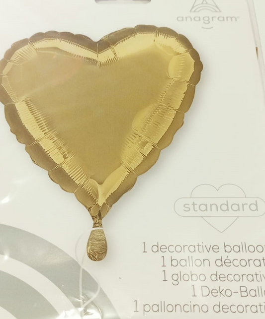 GLOBO LISO CORAZON DORADO