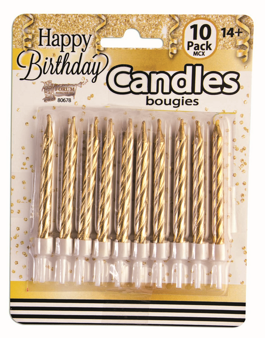 VELAS DORADAS SOPORTE 10UDS