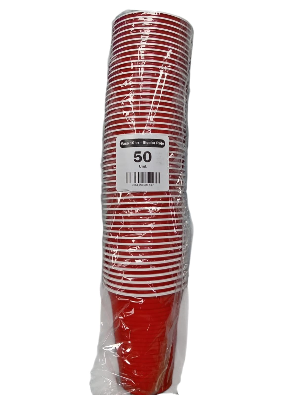 VASOS 10OZ ROJO BICOLOR 50UDS