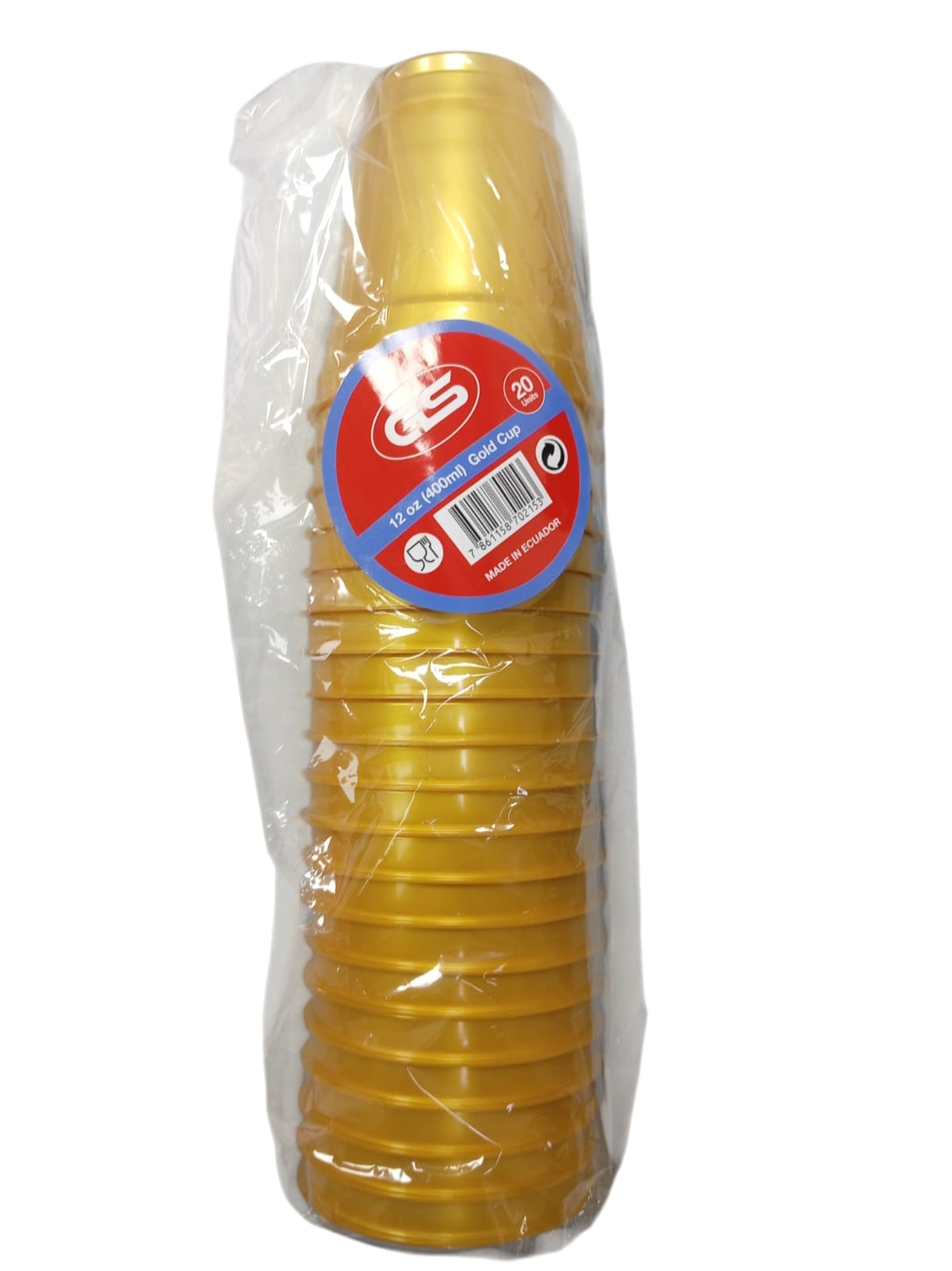 VASO 12OZ PLAST 20UD DORADO