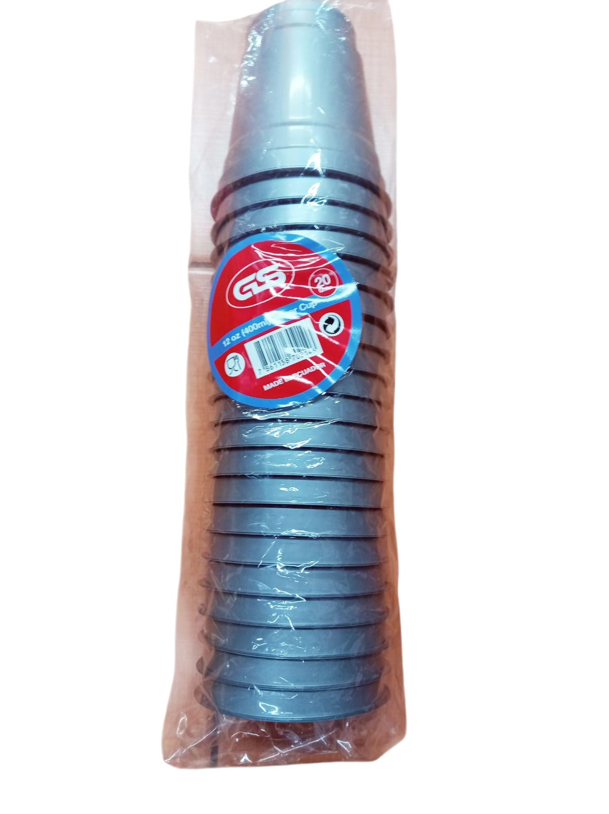 VASO 12OZ PLAST 20UD PLOMO