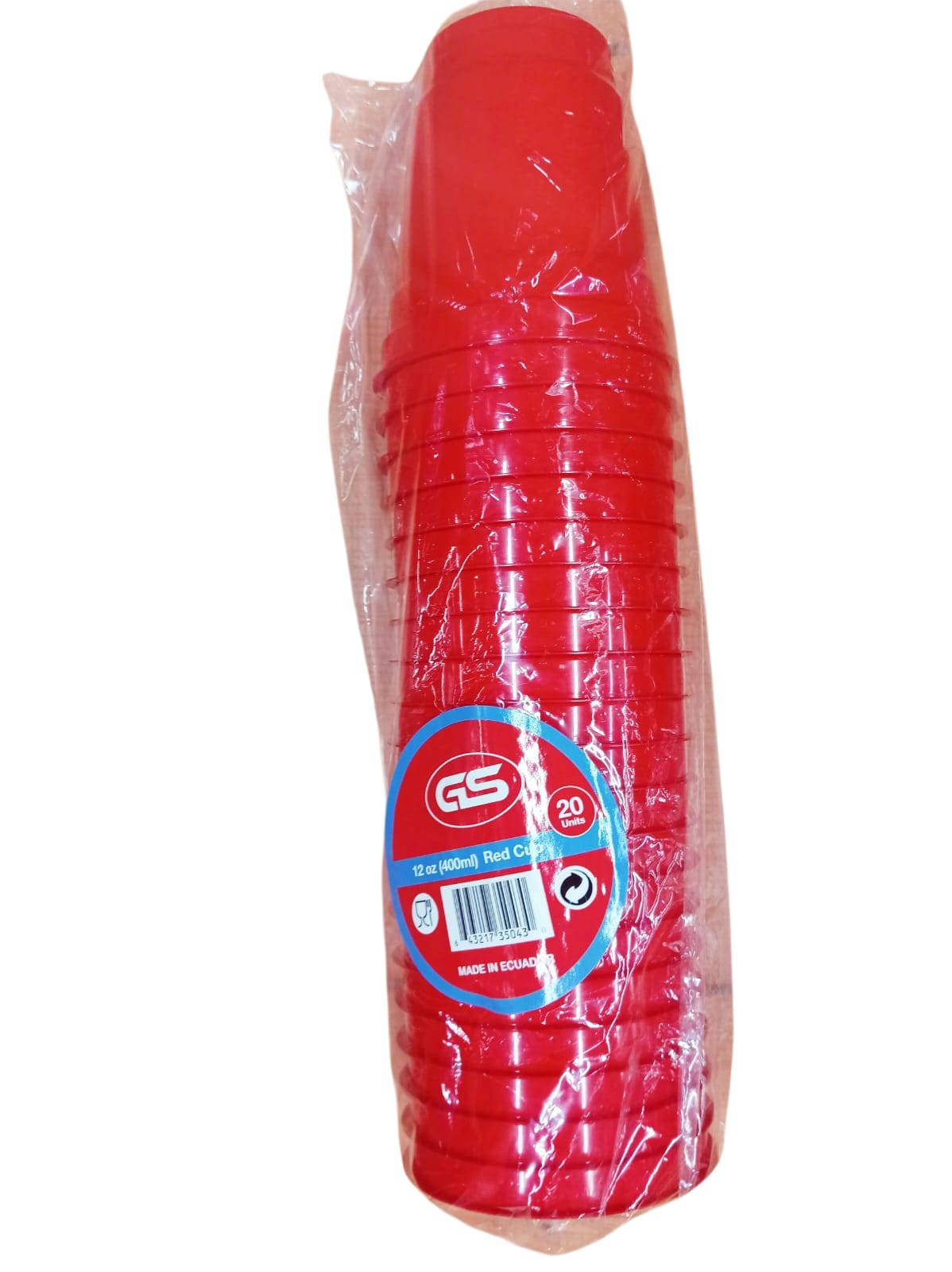 VASO 12OZ PLAST 20UD ROJO