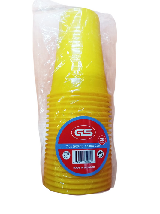 VASO 7OZ PLAST 20UD AMARILLO