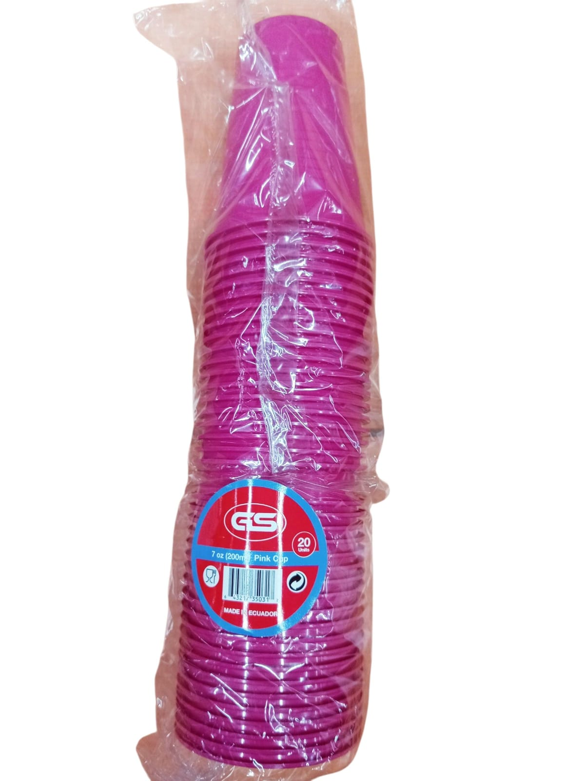 VASO 7OZ PLAST 20UD ROSADO