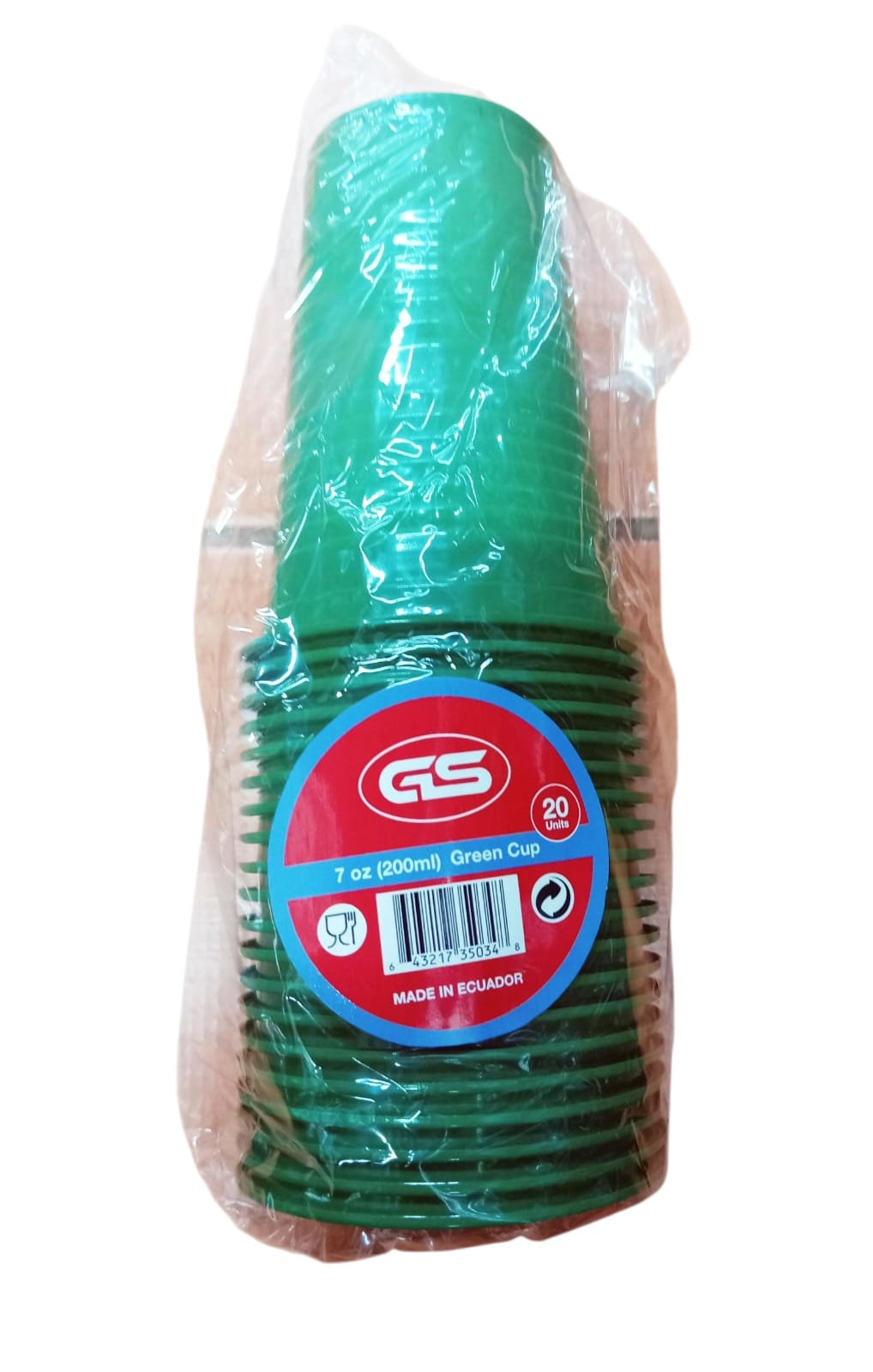 VASO 7OZ PLAST 20UD VERDE