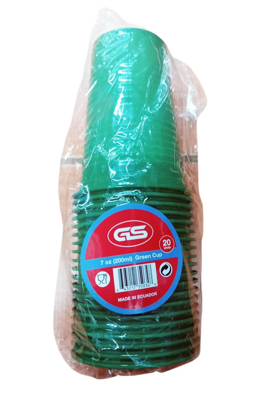 VASO 7OZ PLAST 20UD VERDE