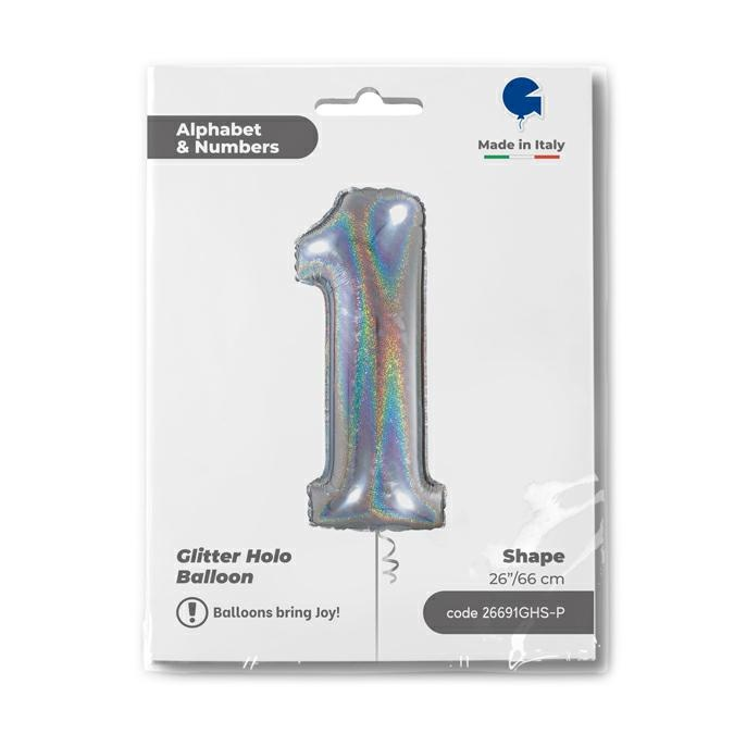 GLOBO NUM 1 GLITTER HOLO 26PG