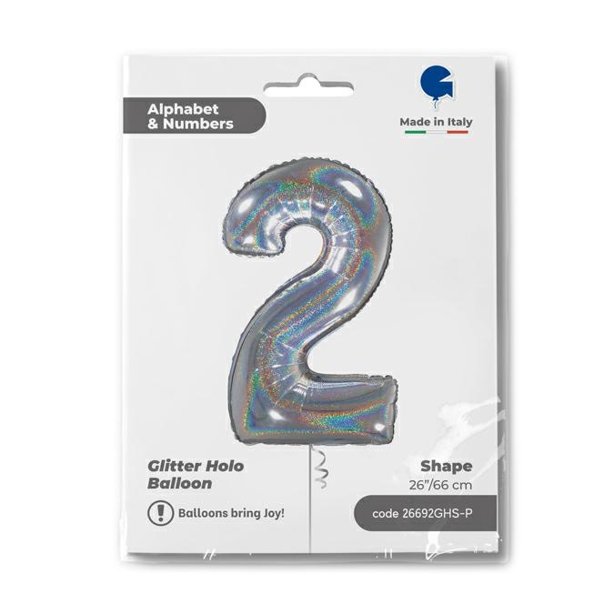 GLOBO NUM 2 GLITTER HOLO 26PG