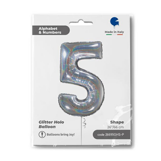 GLOBO NUM 5 GLITTER HOLO 26PG