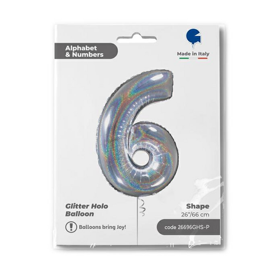 GLOBO NUM 6 GLITTER HOLO 26PG