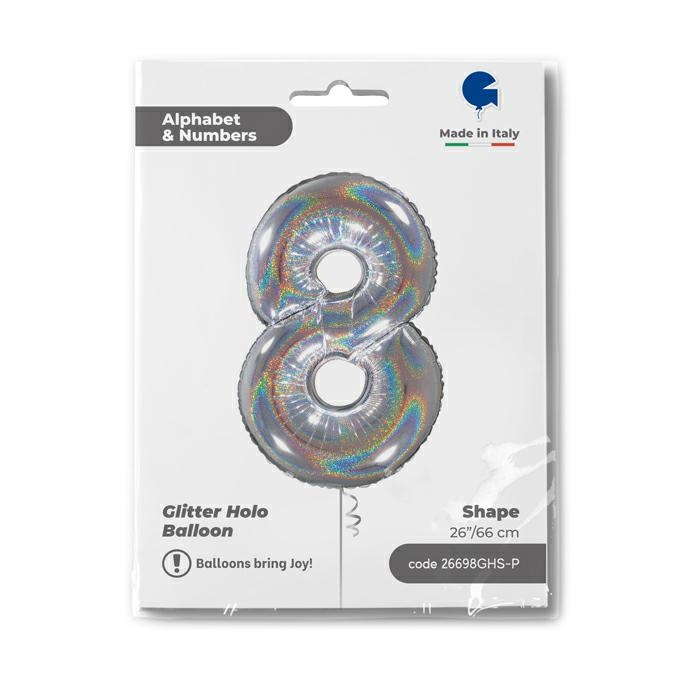 GLOBO NUM 8 GLITTER HOLO 26PG