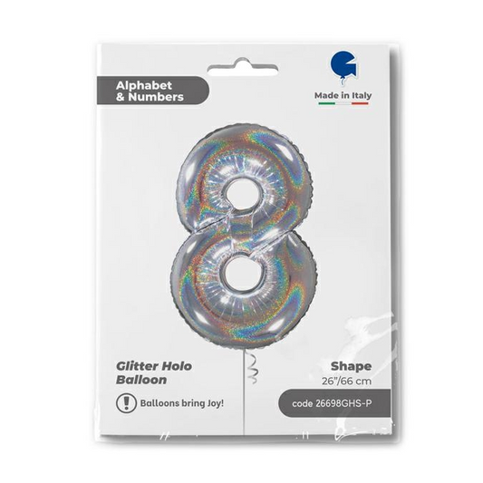 GLOBO NUM 8 GLITTER HOLO 26PG