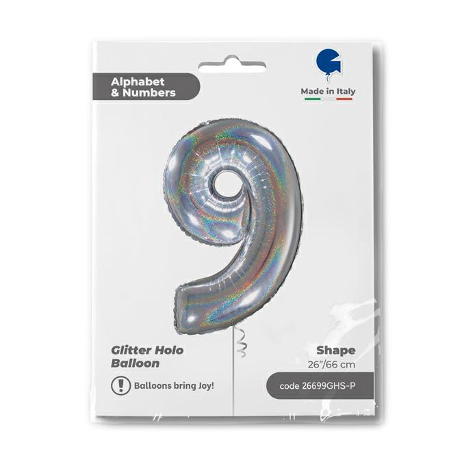 GLOBO NUM 9 GLITTER HOLO 26PG