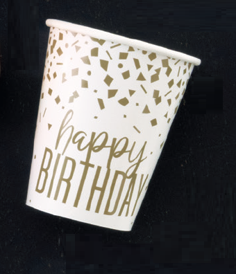 VASOS GOLD CONF HBDAY 9 OZ 8UD