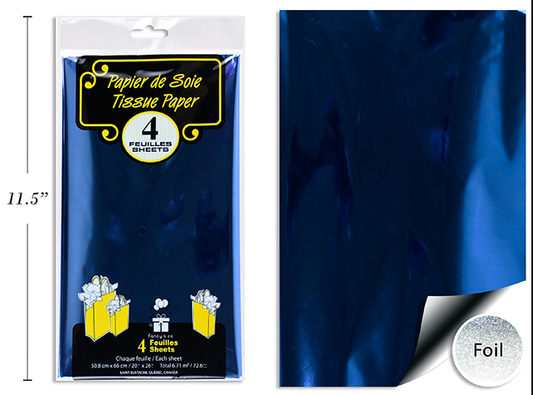 PAPEL TISSUE METALICO AZUL 4UD