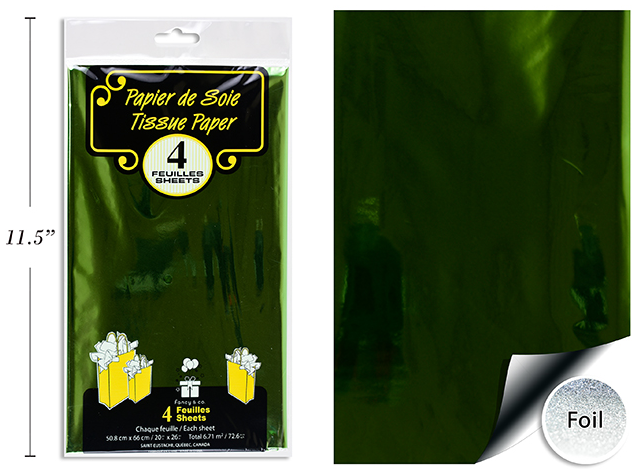 PAPEL TISSUE METALICO VERDE 4U