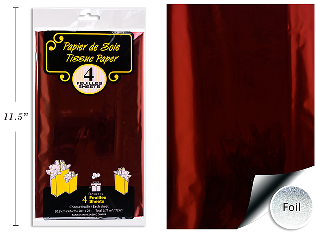 PAPEL TISSUE METALICO ROJO 4UD
