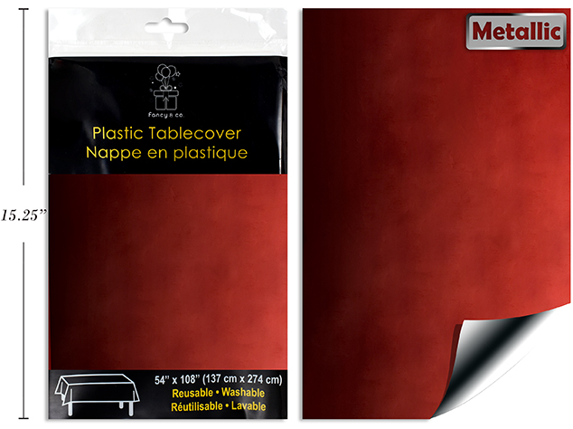 MANTEL PLASTICO RECT MET ROJO