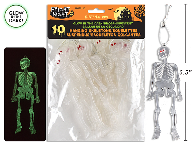 ESQUELETOS GLOW COLGANTES 10UD