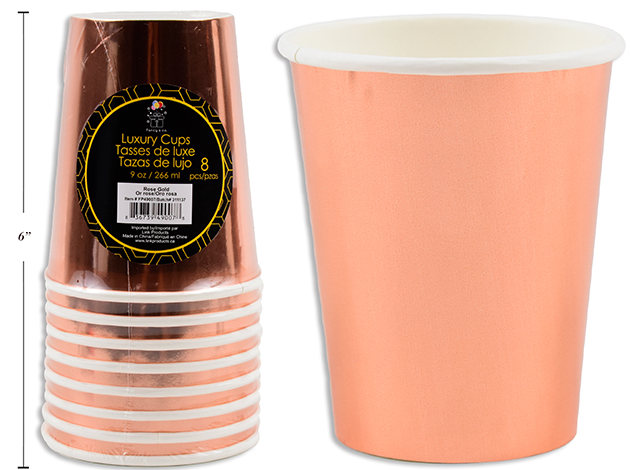 VASO PAPEL 9OZ ROSEGOLD LUXURY