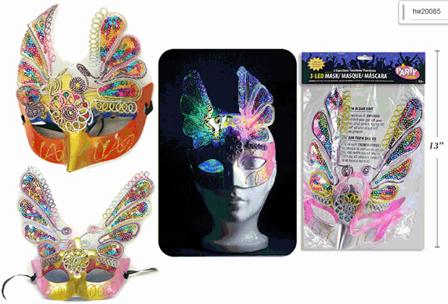 MASCARA LENTEJUELAS LED 8PG