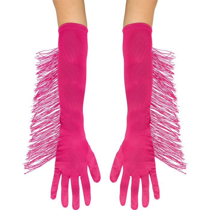 GUANTES LARGOS FUCSIA FRANJAS