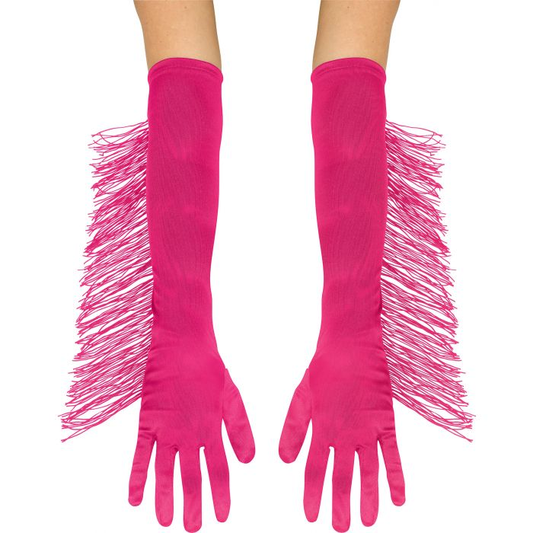 GUANTES LARGOS FUCSIA FRANJAS