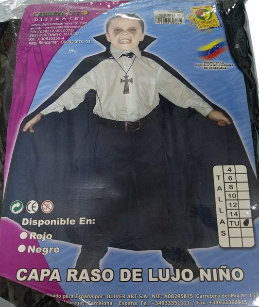 CAPA NEGRA DE RASO NIÑO